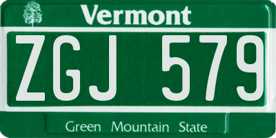 VT license plate ZGJ579
