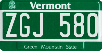 VT license plate ZGJ580