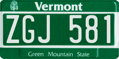 VT license plate ZGJ581