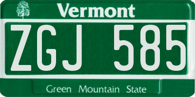 VT license plate ZGJ585