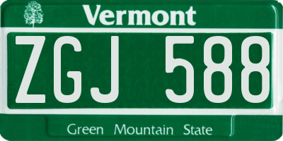 VT license plate ZGJ588