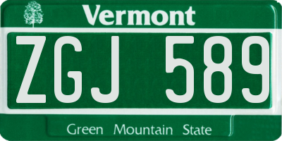 VT license plate ZGJ589