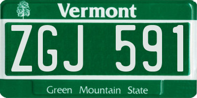 VT license plate ZGJ591