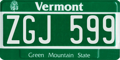 VT license plate ZGJ599