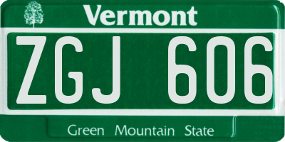VT license plate ZGJ606