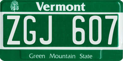 VT license plate ZGJ607