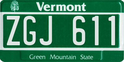 VT license plate ZGJ611