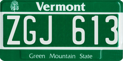 VT license plate ZGJ613
