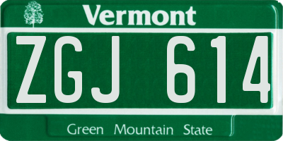 VT license plate ZGJ614