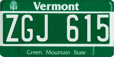 VT license plate ZGJ615
