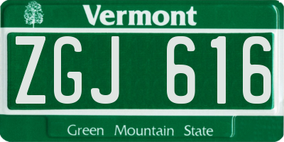 VT license plate ZGJ616