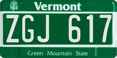 VT license plate ZGJ617