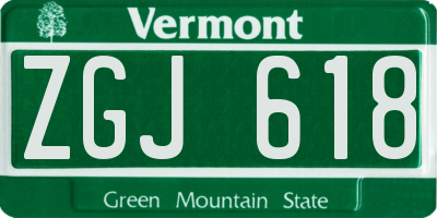 VT license plate ZGJ618