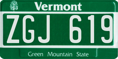VT license plate ZGJ619