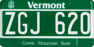 VT license plate ZGJ620