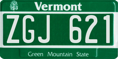VT license plate ZGJ621