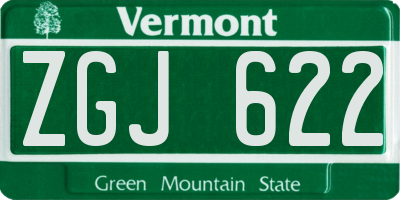 VT license plate ZGJ622