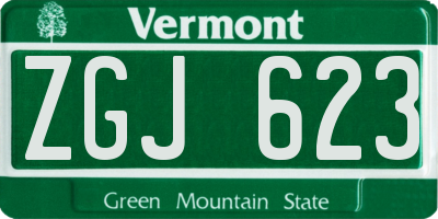 VT license plate ZGJ623