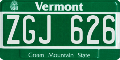 VT license plate ZGJ626