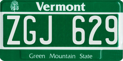 VT license plate ZGJ629