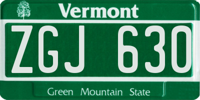 VT license plate ZGJ630