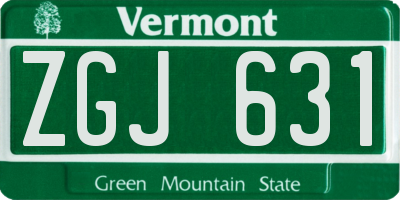 VT license plate ZGJ631
