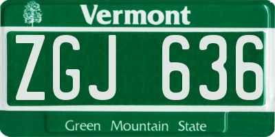 VT license plate ZGJ636