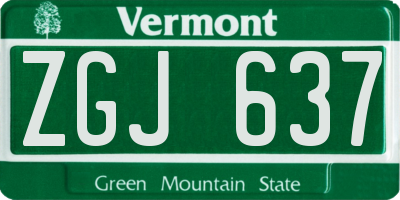 VT license plate ZGJ637