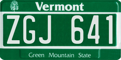 VT license plate ZGJ641