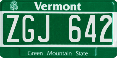VT license plate ZGJ642