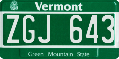 VT license plate ZGJ643