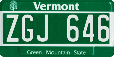 VT license plate ZGJ646