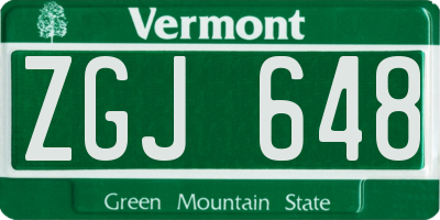 VT license plate ZGJ648