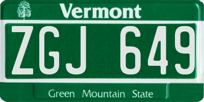 VT license plate ZGJ649