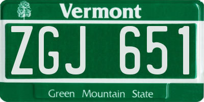 VT license plate ZGJ651