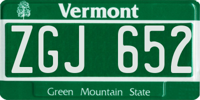 VT license plate ZGJ652
