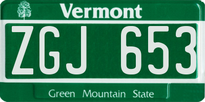 VT license plate ZGJ653