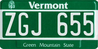 VT license plate ZGJ655