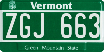 VT license plate ZGJ663