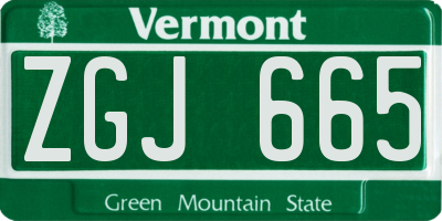 VT license plate ZGJ665