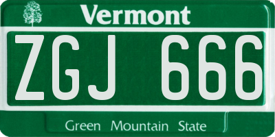 VT license plate ZGJ666