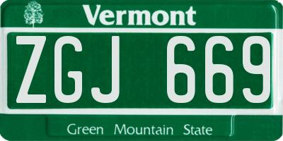 VT license plate ZGJ669
