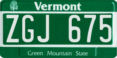 VT license plate ZGJ675