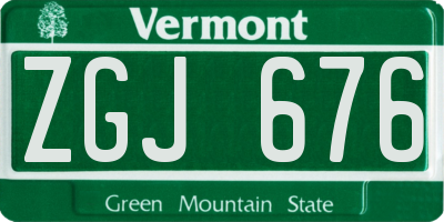 VT license plate ZGJ676