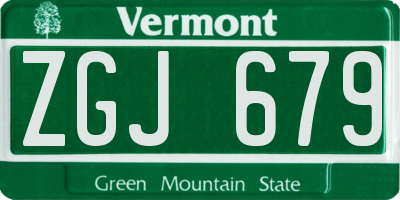 VT license plate ZGJ679