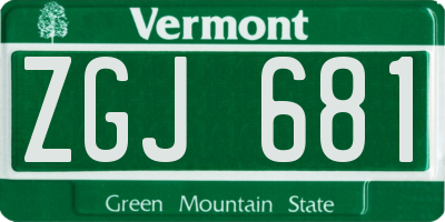 VT license plate ZGJ681