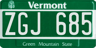 VT license plate ZGJ685