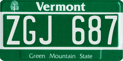 VT license plate ZGJ687