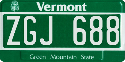 VT license plate ZGJ688