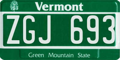 VT license plate ZGJ693